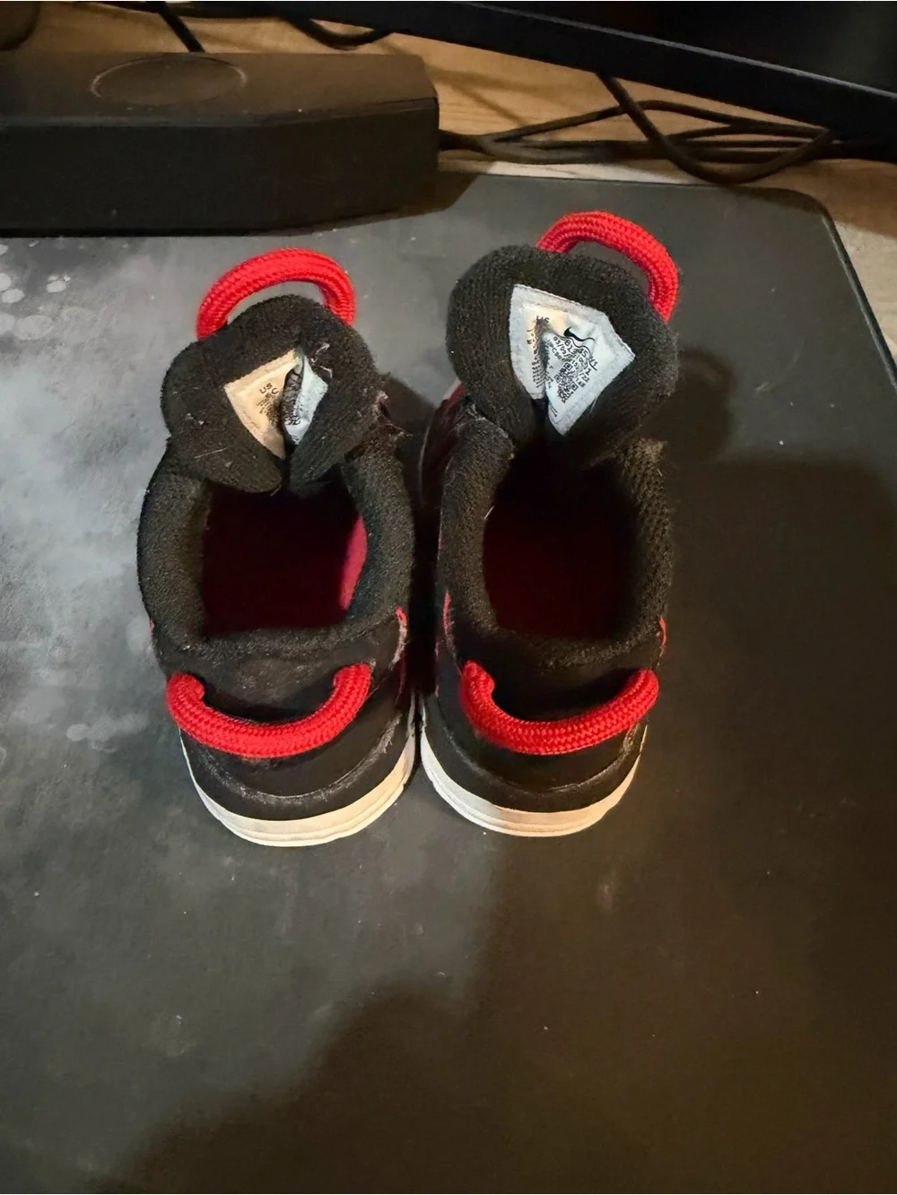 Nike Kids Red and Black High-Top Sneakers 6c